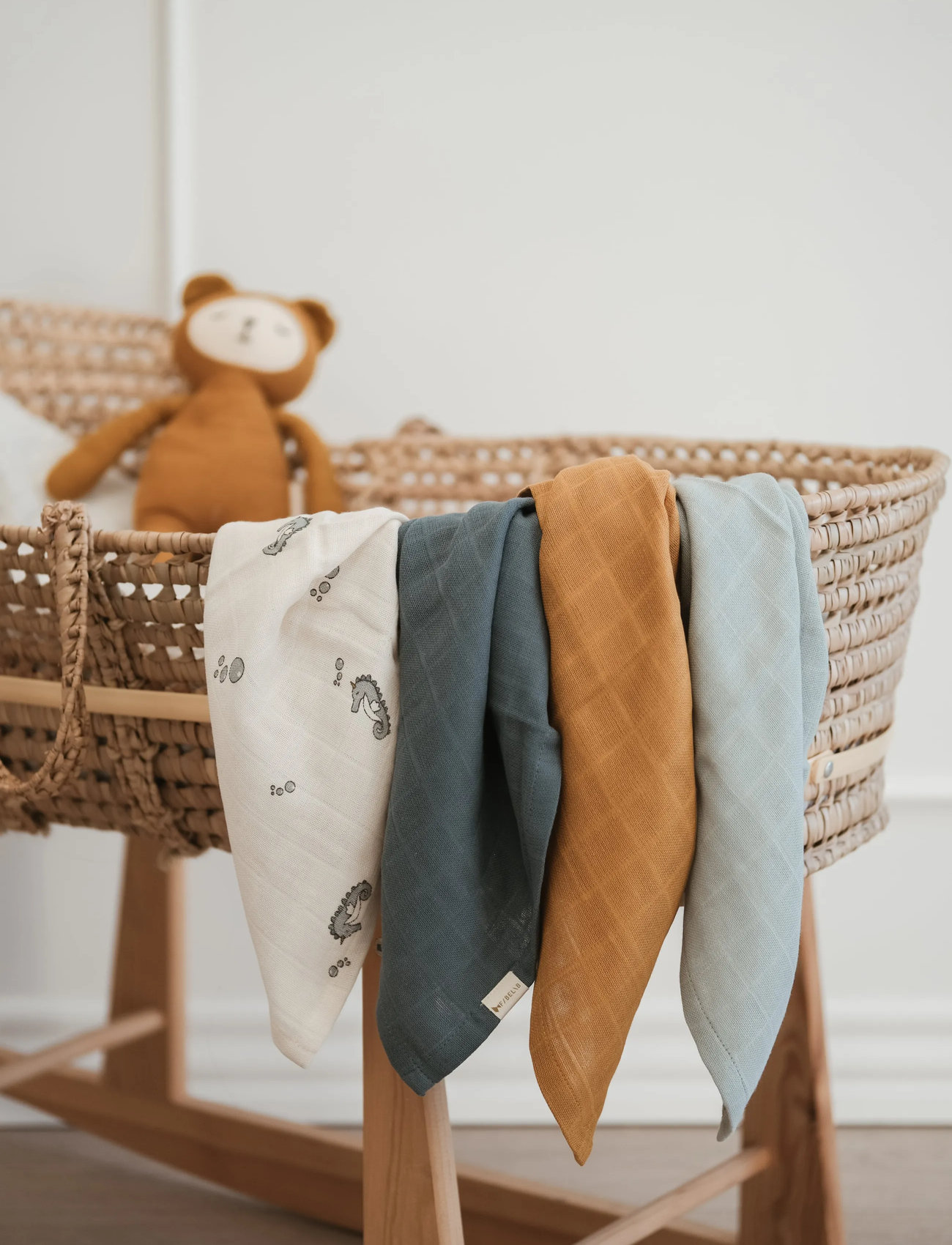 Fabelab Muslin 4-Pack - Under The Sea, One Size, Cream, Musliner > Muslingeklude, Børn