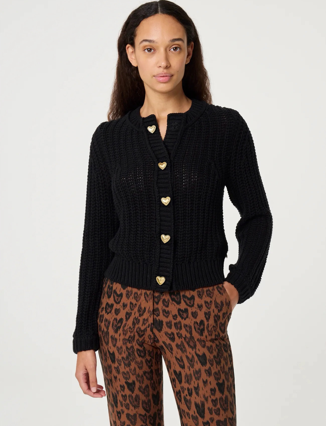 Fabienne Chapot Sun Cardigan, XL, Black, Strik > Cardigans, Dame