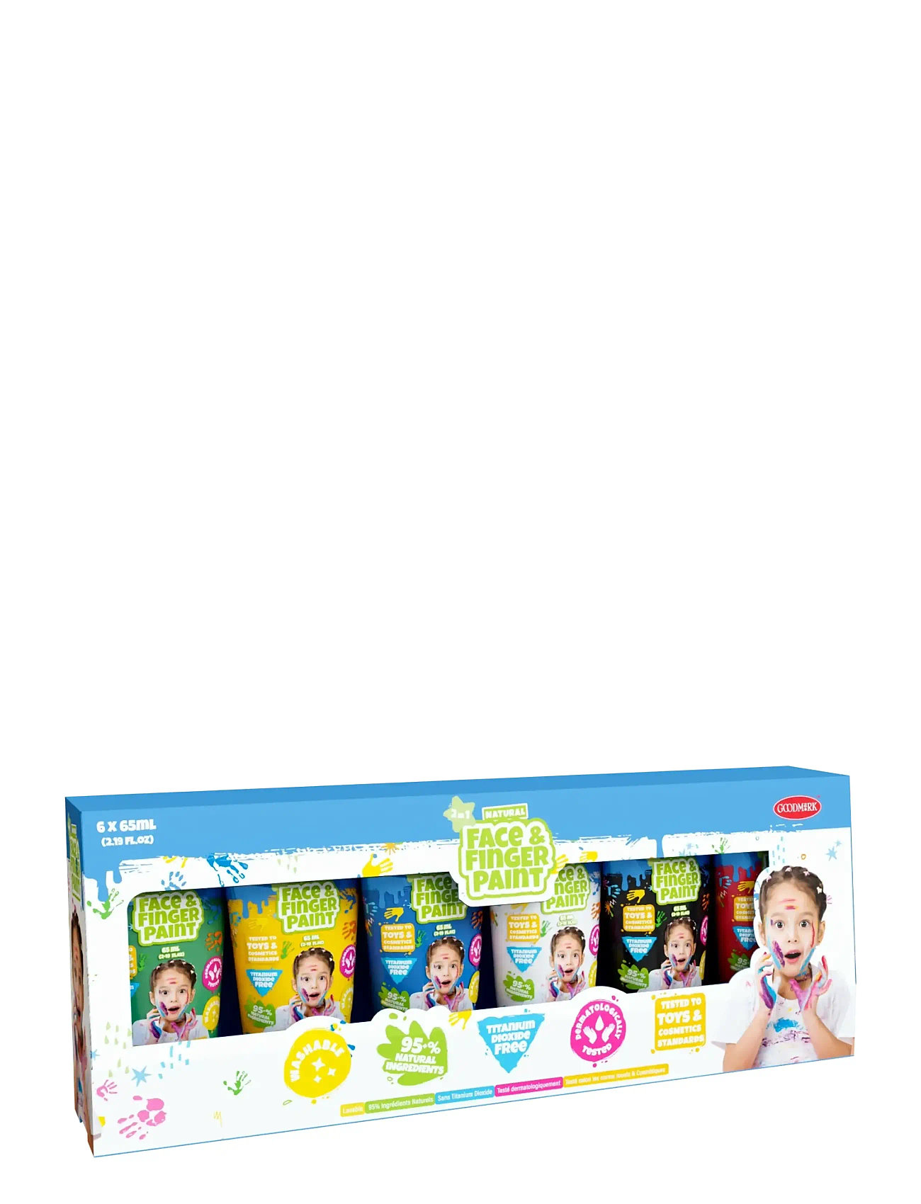 Face & Fingerpaint 65ml Tubes 6-Pack, One Size, Multi/patterned, Legetøj > Face Paints, Børn