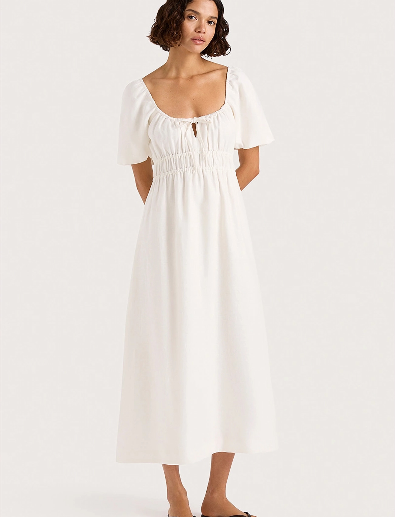 Faithfull The Brand Brigitte Midi Dress, XS, White, Kjoler > Knælange Og Midi, Dame