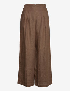 MALTA PANTS - wide leg trousers - plain chocolate