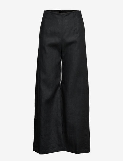 OTTAVIO PANTS - wide leg trousers - plain black