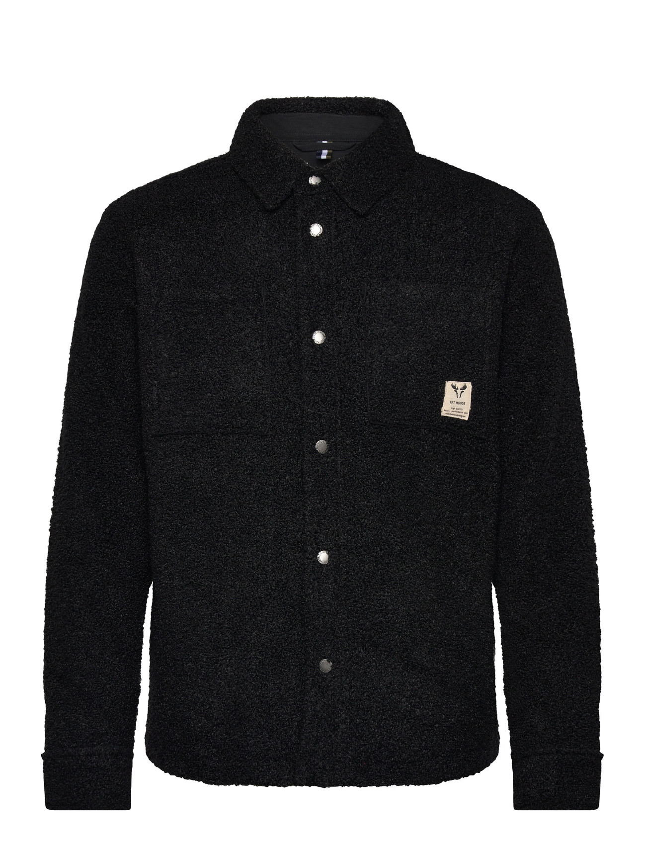 FAT MOOSE Ace Boucle Overshirt Schwarz - M - Herren