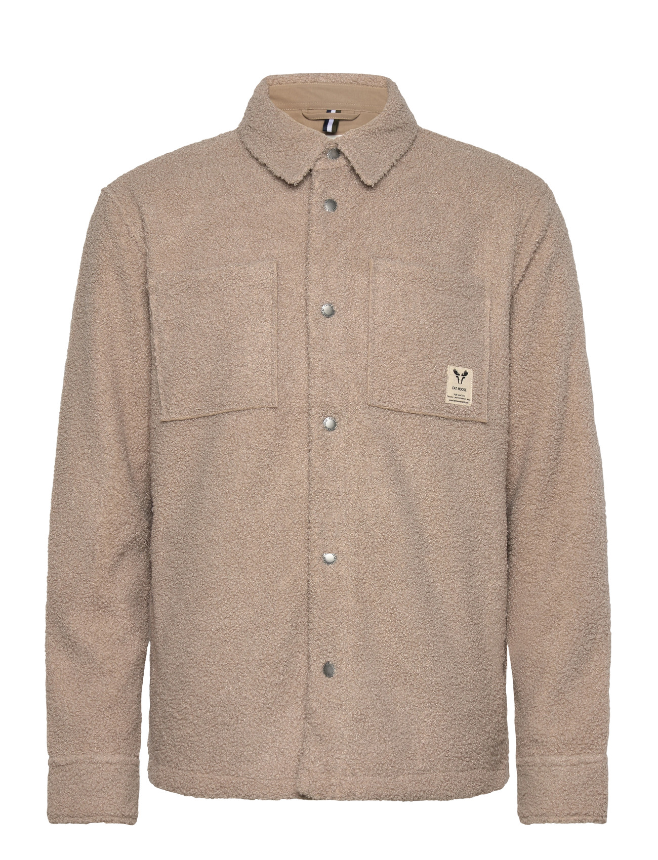 FAT MOOSE Ace Boucle Overshirt Beige - S - Herren
