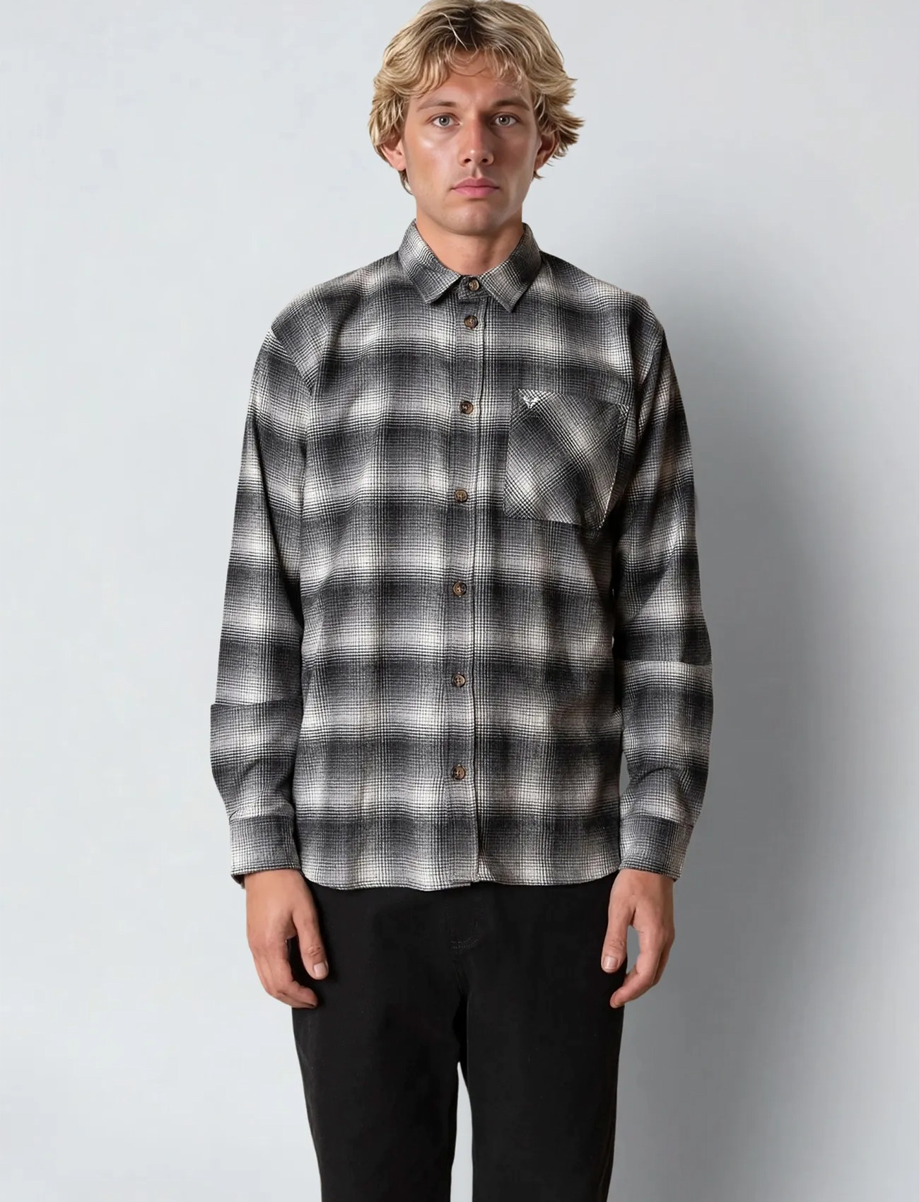 Fat Moose Forest Flannel Shirt, S, Grey, Shirts > Checkered Shirt, Herre