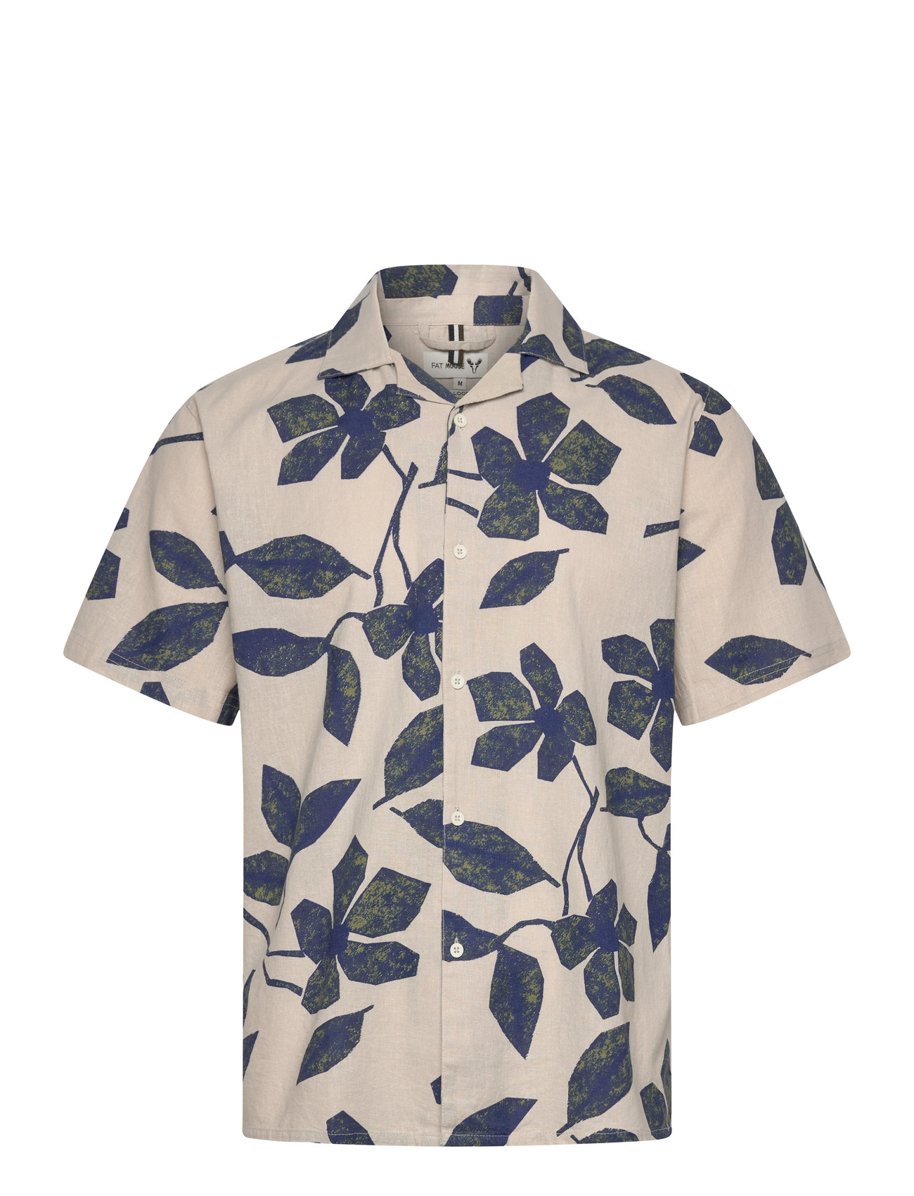 FAT MOOSE Ezra Baumwolle Linen Shirt Ss Patterned - M - Herren