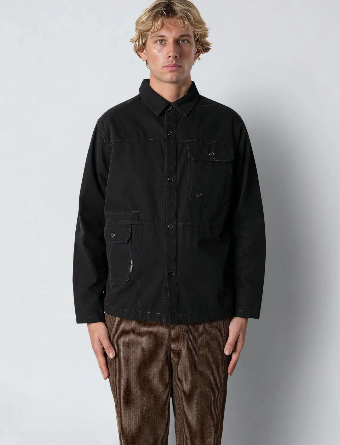 Fat Moose Dereck Cotton Overshirt, S, Black, Overdele > Overtrøjer, Herre