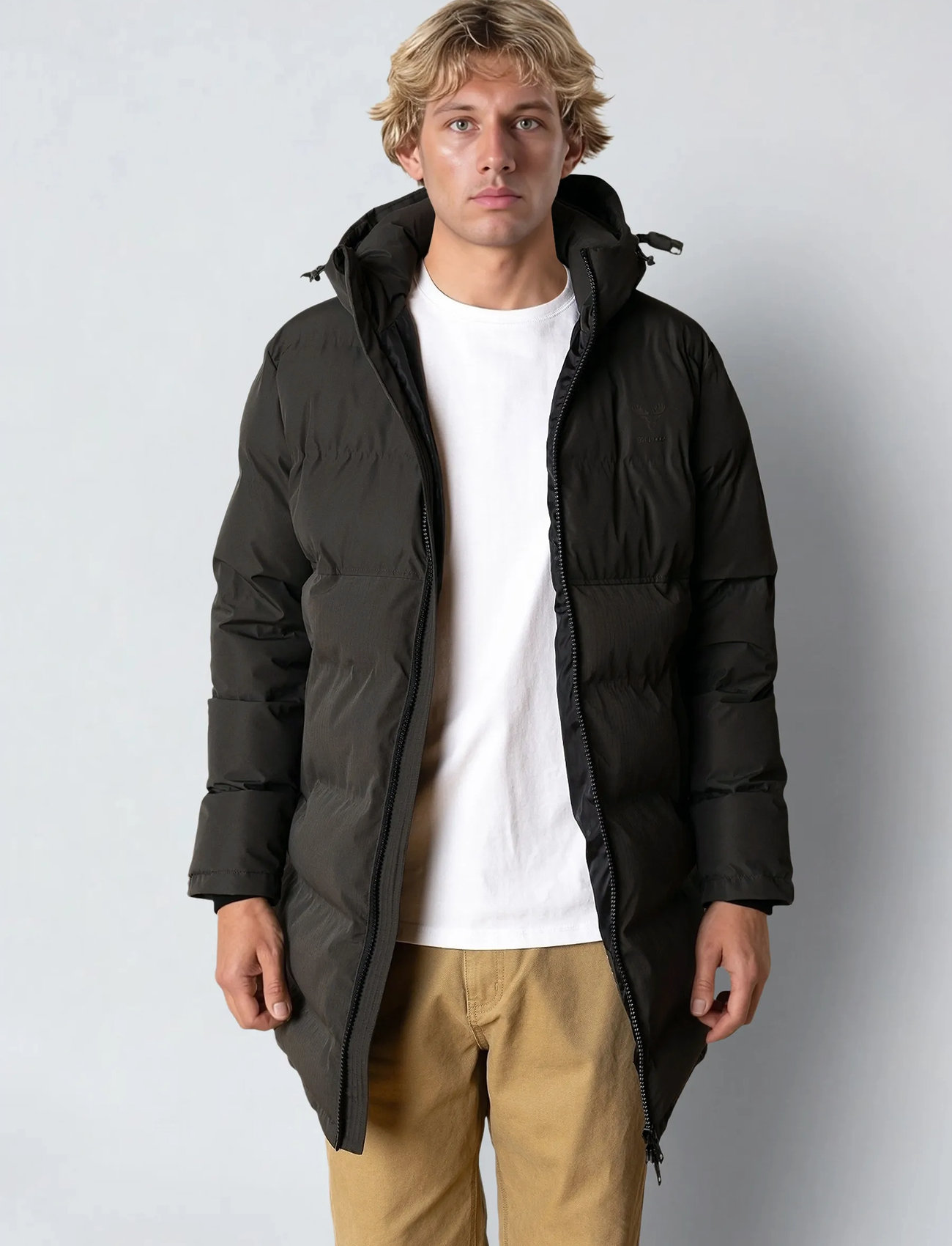 Fat Moose Birk Long Jacket, L, Khaki green, Jakker > Vatterede Jakker, Herre