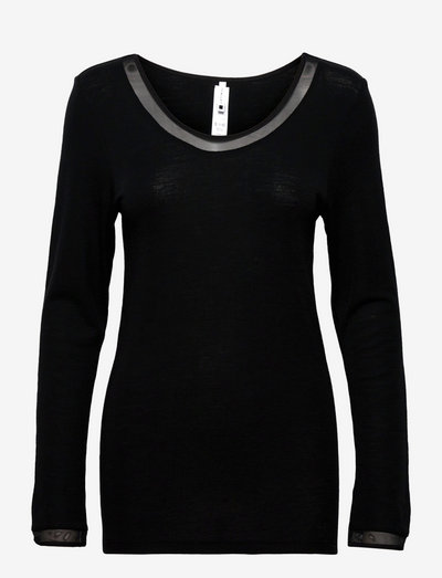 Juliana Wool T-shirt Long Sleeve - topi ar garām piedurknēm - black