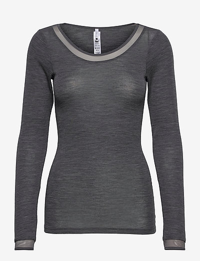 Juliana Wool T-shirt Long Sleeve - topi ar garām piedurknēm - heather grey