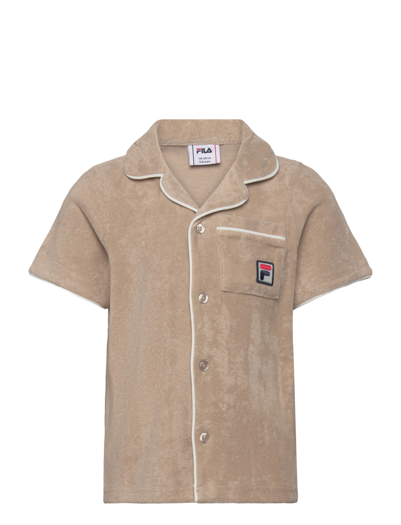 FILA Calci Relaxed Towelling Resort Shirt, 86-92, Beige, Skjorter > Kortærmede Shirts, Børn