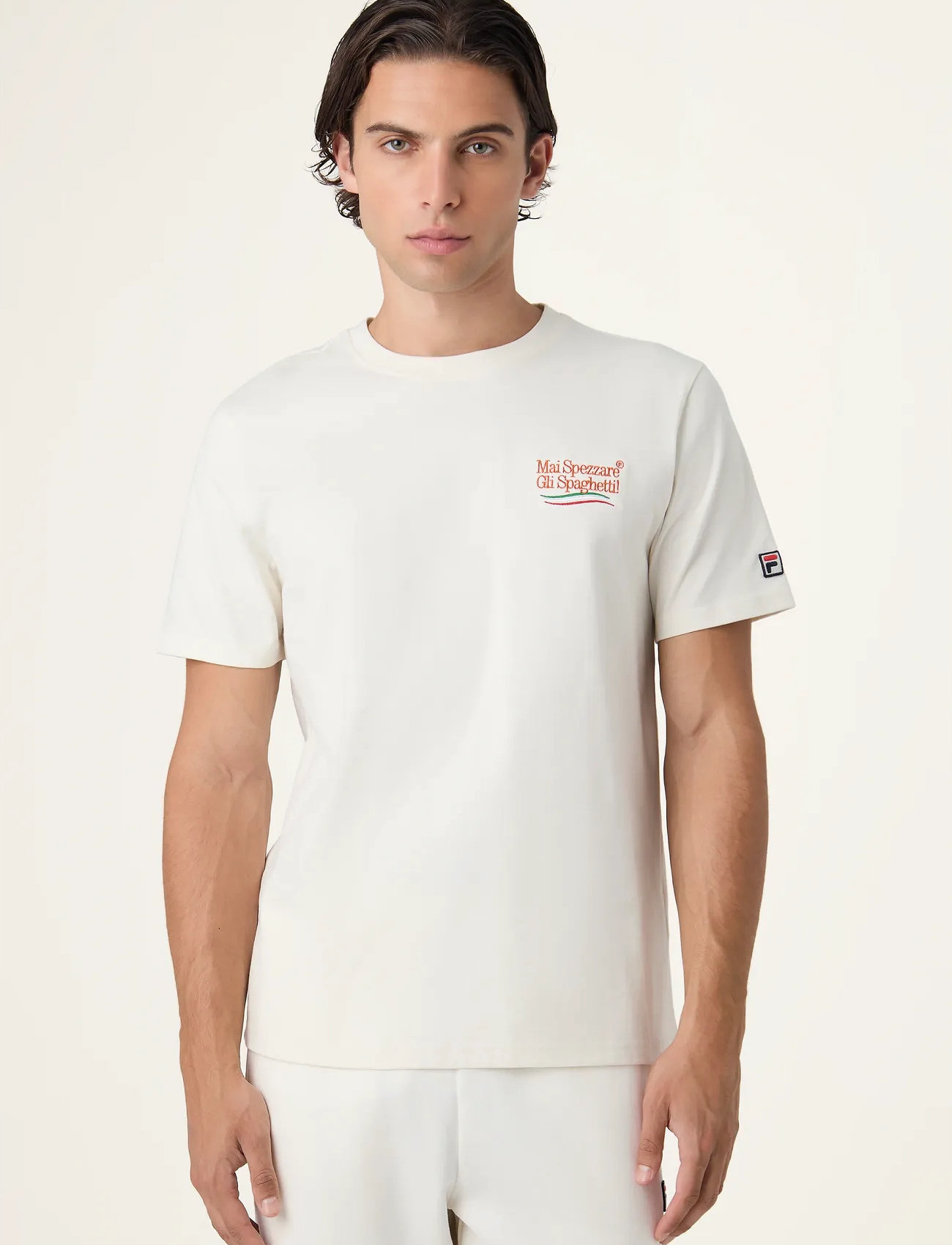 FILA Navigli Pasta Regular Graphic T-Shirt, S, Cream, Sport Overdele > Sport T-shirts, Herre