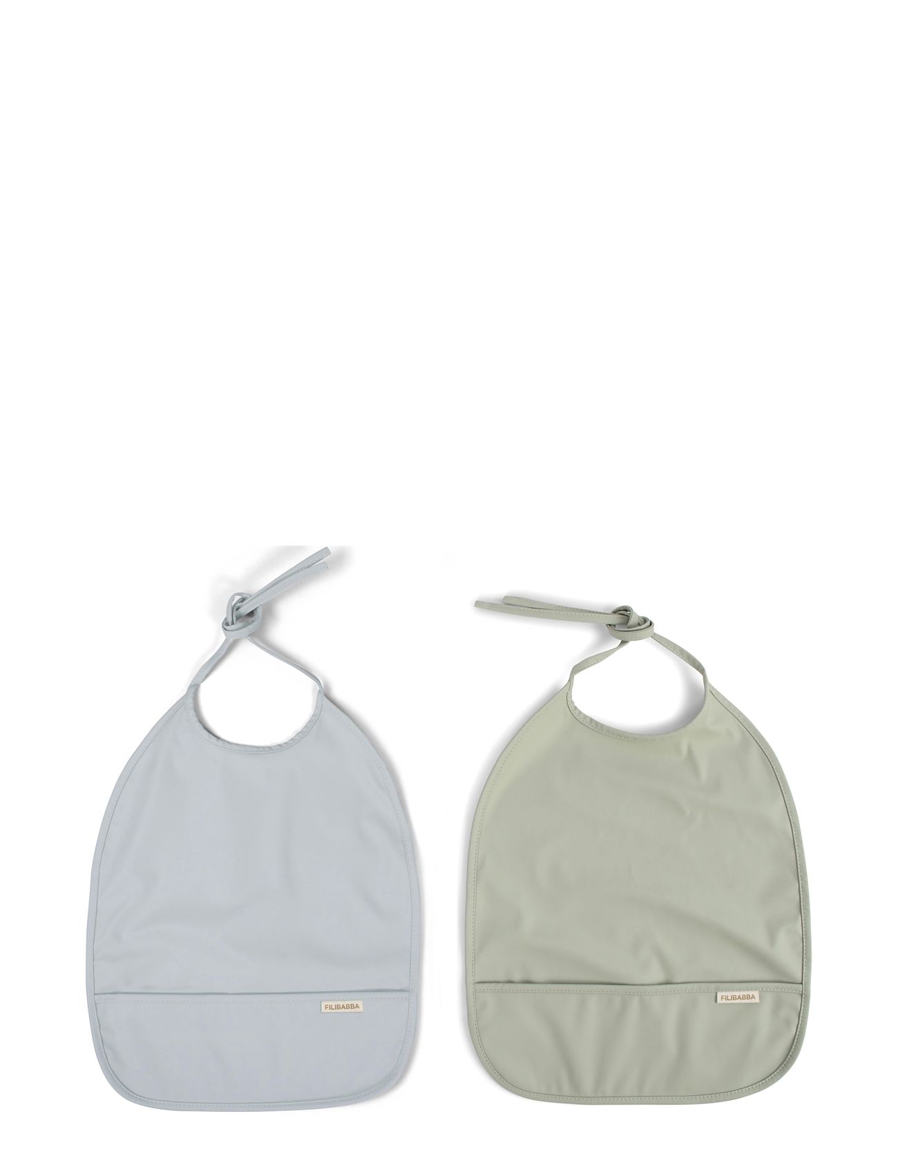 Bib With Ties 2-Pack - Pearl Blue + Desert Sage Green Filibabba