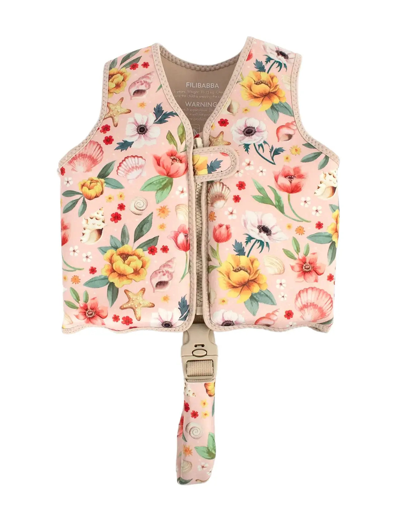 FILIBABBA Svømmevest 1-2 År - Ocean Blossom Pink - 1-2Y - Kinder