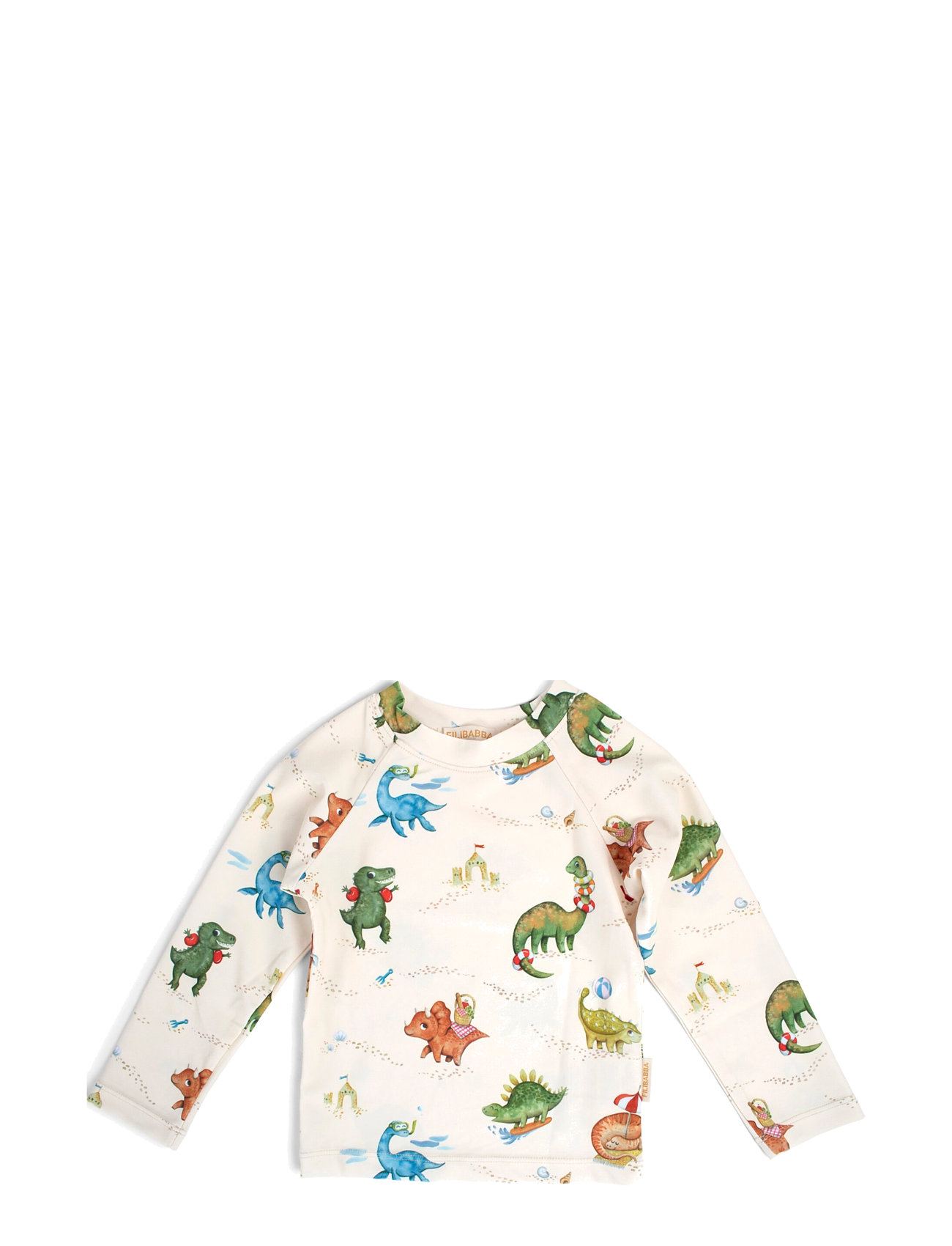 Nor - Uv-Bluse Ls 1-2 År - Dino Beach Swimwear Swim Tops Cream Filibabba