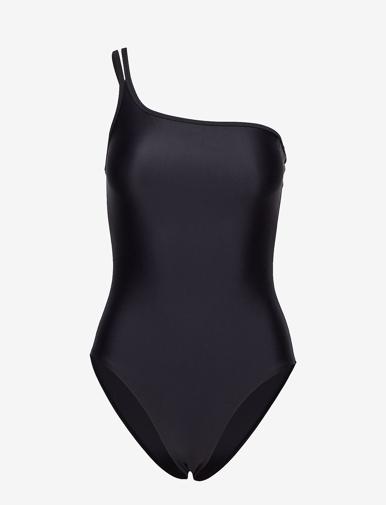 black asymmetric swimsuit