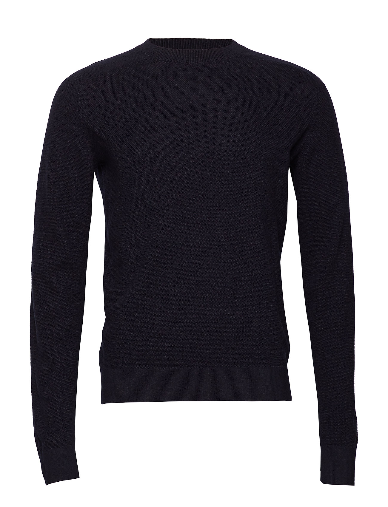 Filippa K M Cotton Merino Mini Stucture Gebreide Trui Met Ronde Kraag Zwart filippa k kopen in de aanbieding
