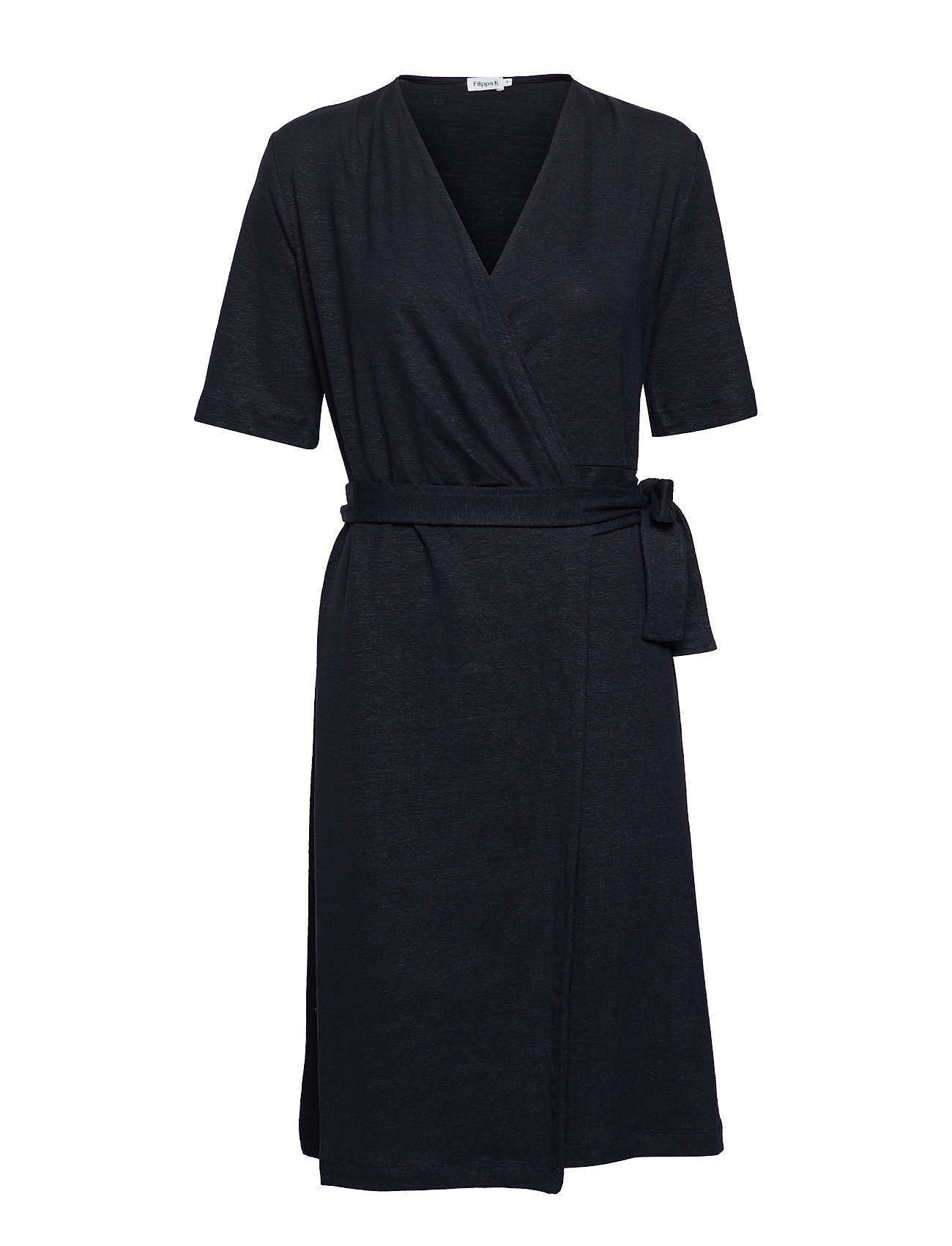 Filippa K Linen Wrap Dress Jurk Knielengte Blauw filippa k kopen in de aanbieding