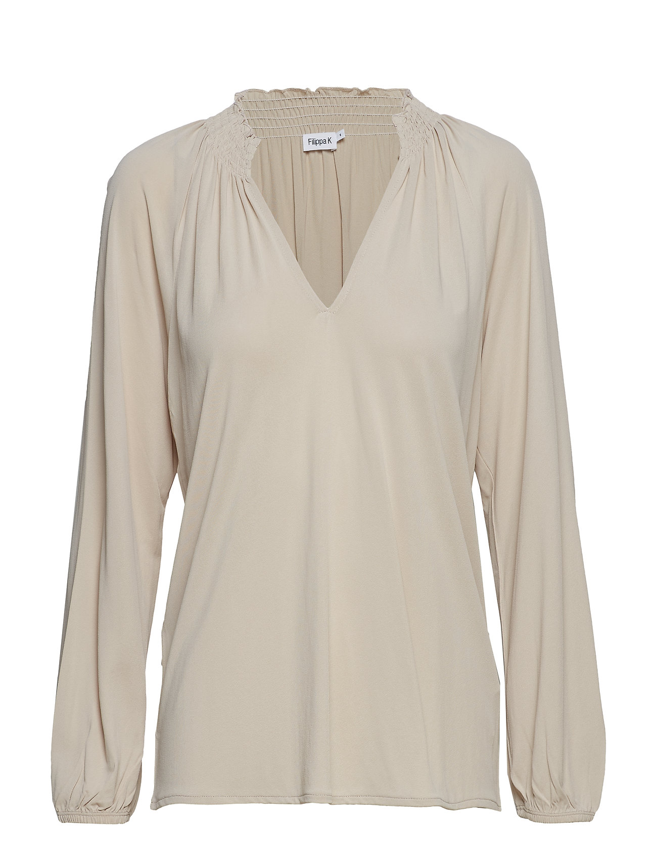 Filippa K Open Front Smock Blouse Lange Mouwen Creme filippa k kopen in de aanbieding