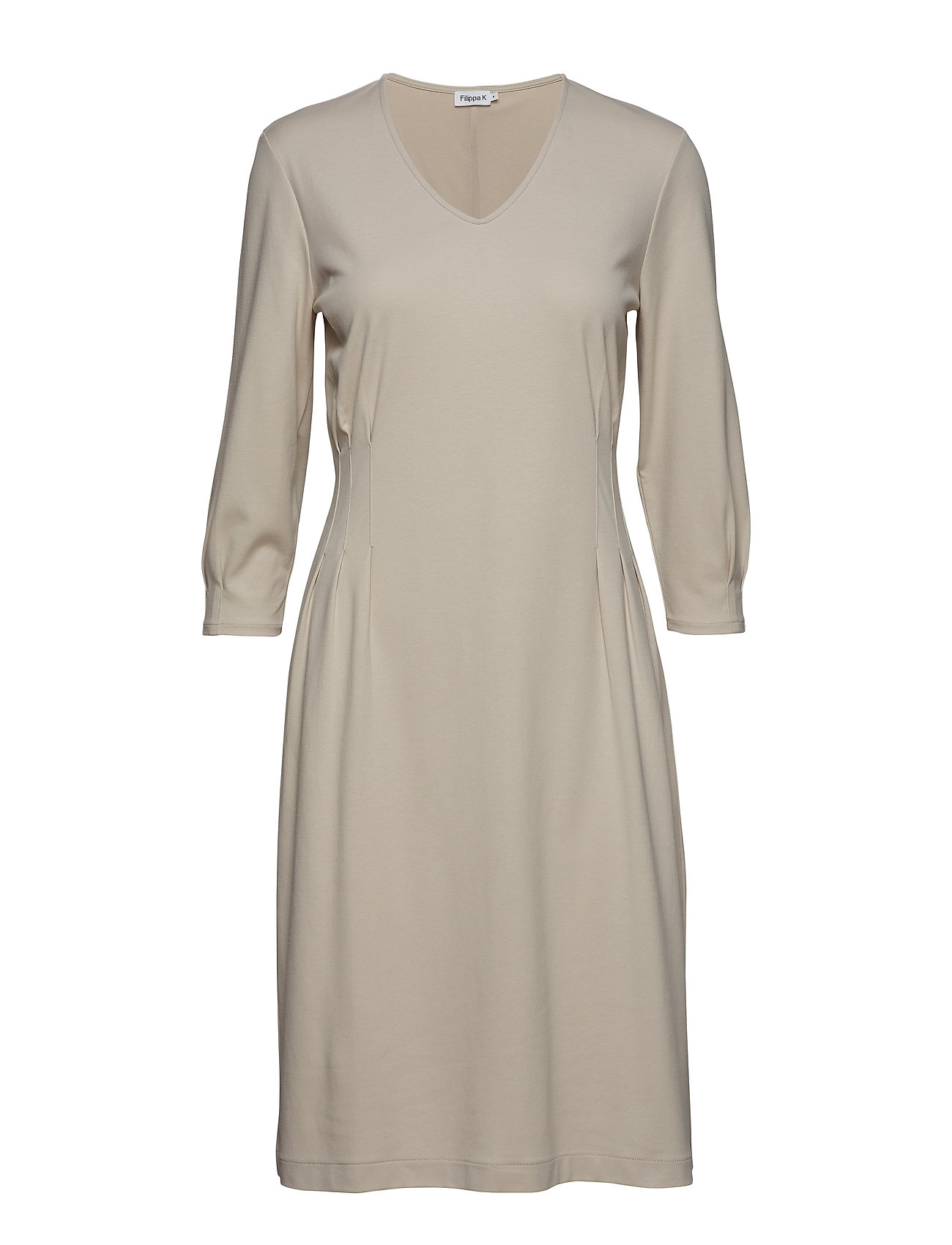 Filippa K Pleat Waist Dress Jurk Knielengte Beige filippa k kopen in de aanbieding