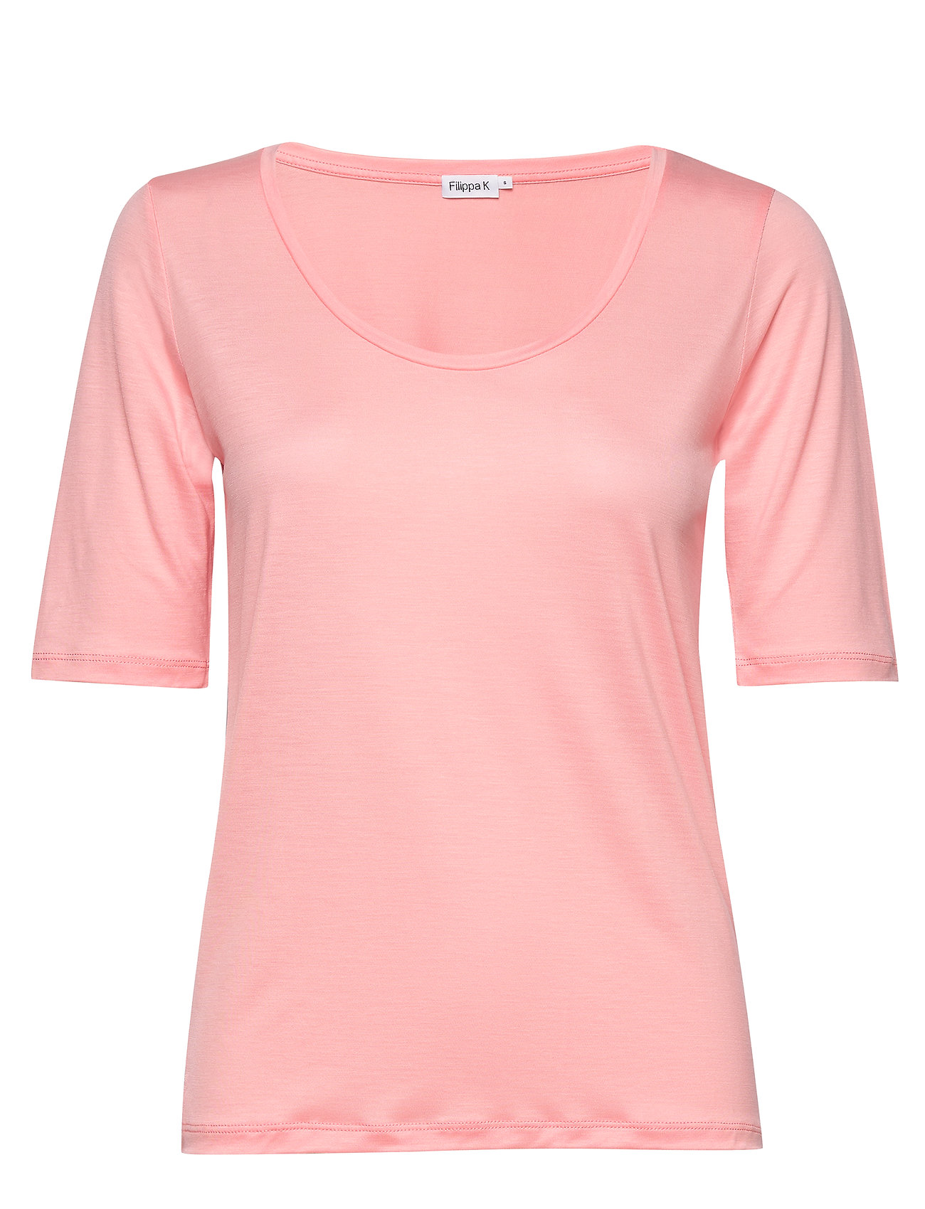 Tencel Scoop-Neck Tee T-shirts & Tops Short-sleeved Vaaleanpunainen Filippa K