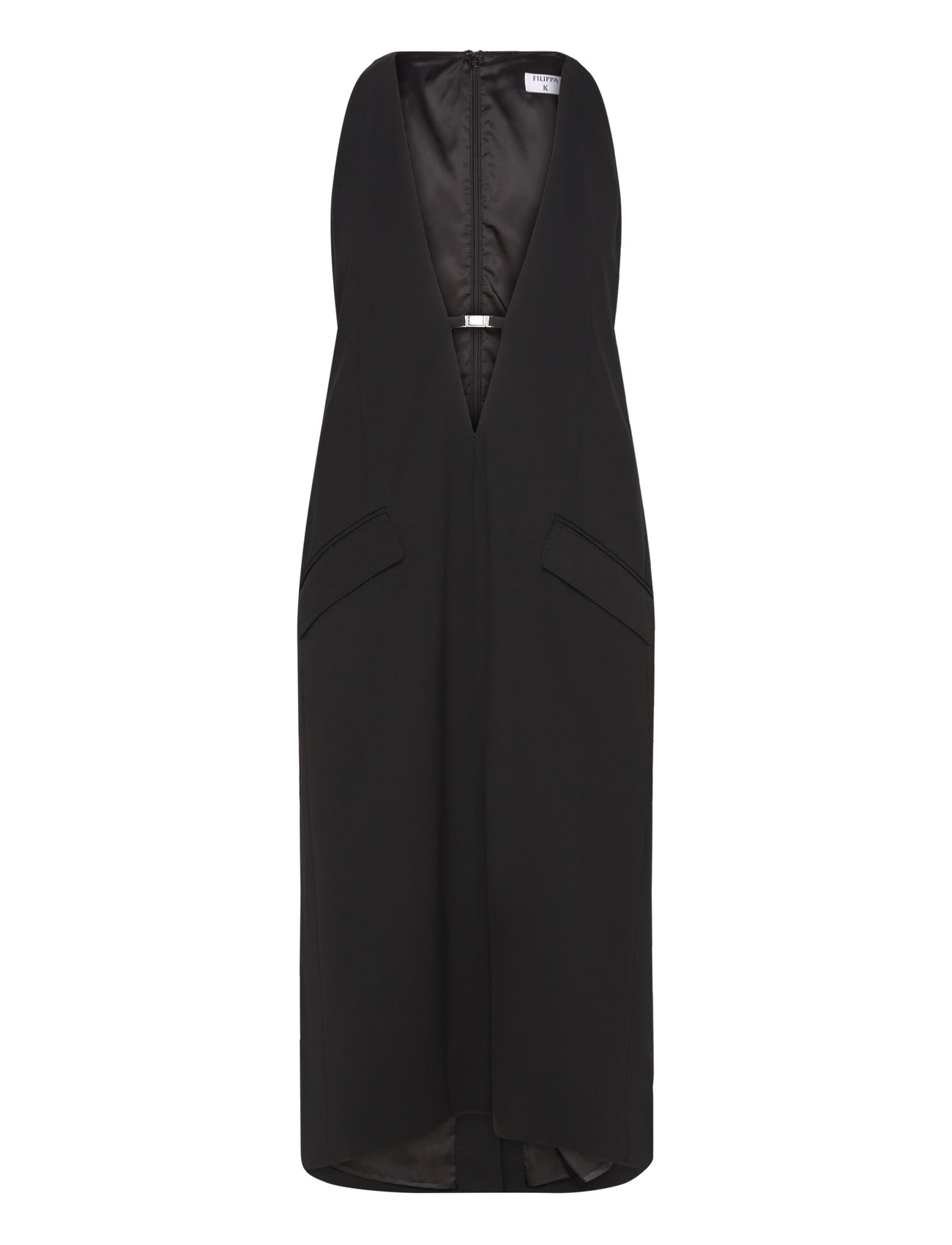 Tailored Wool V-Neck Dress Black Filippa K