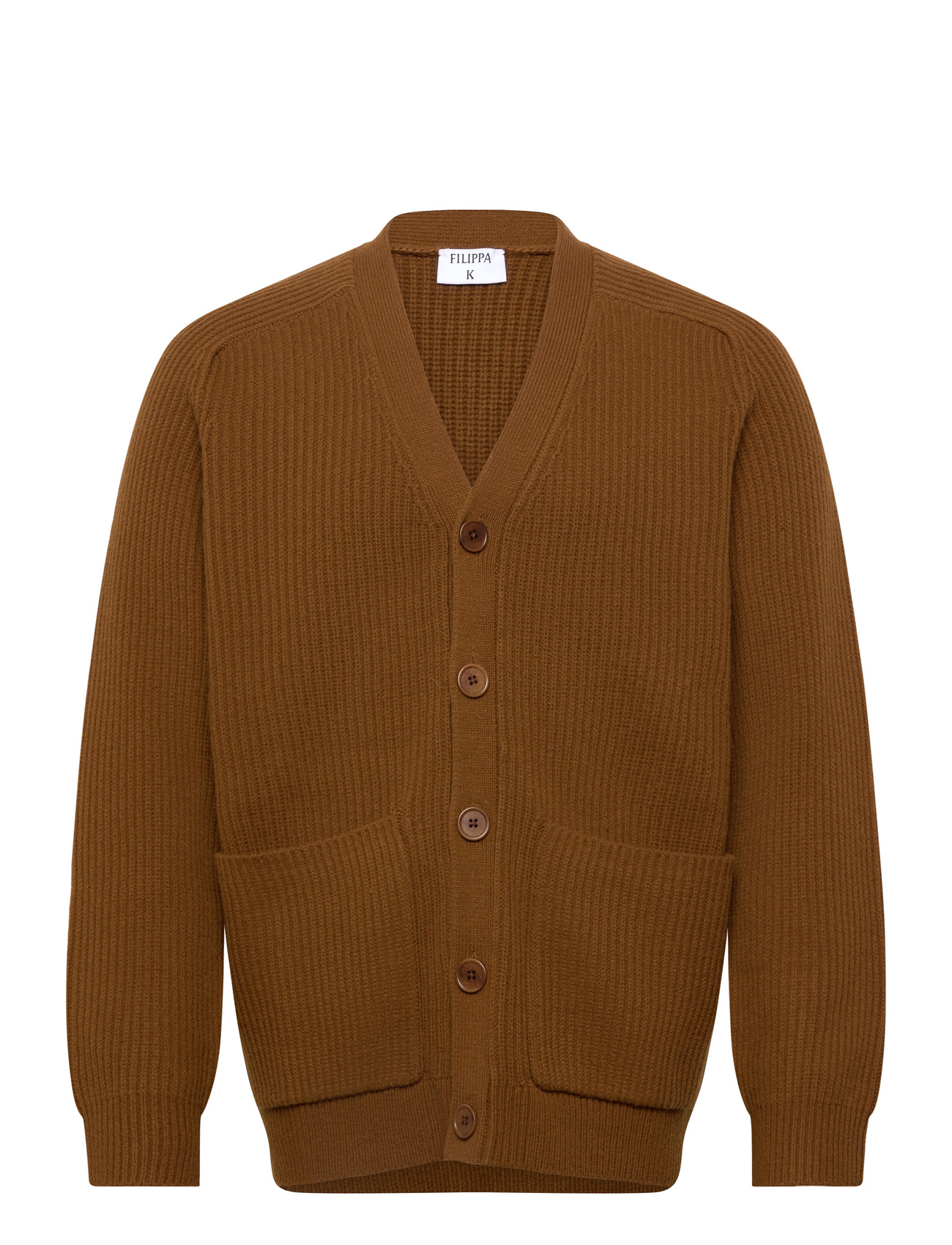 FILIPPA K Chunky Ribbed Wolle Cardigan Braun - S - Herren