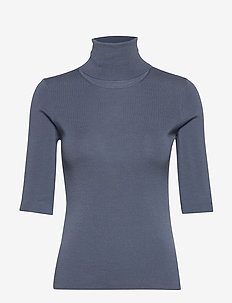 Merino Elbow Sleeve Top - BLUE GREY