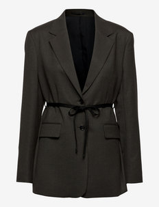 belted blazer black