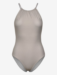 Halter Printed Swimsuit - baddräkter - beige stri