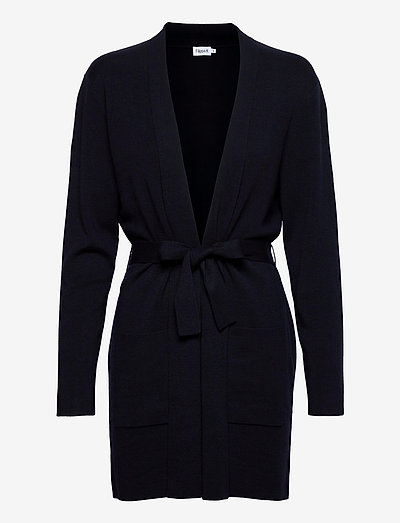 Belted Mid Cardigan - cardigans - navy