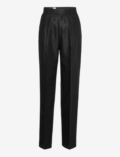 Julie Linen Trouser - bukser med lige ben - black