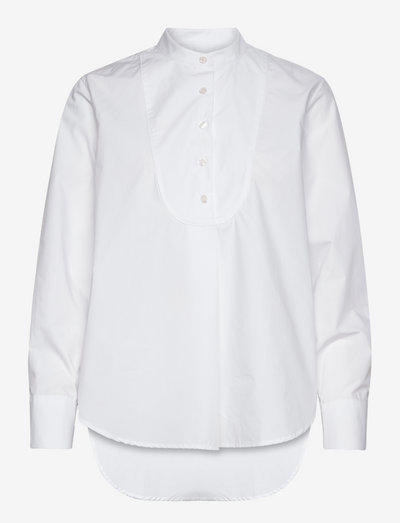 Stand Collar Shirt - långärmade skjortor - white