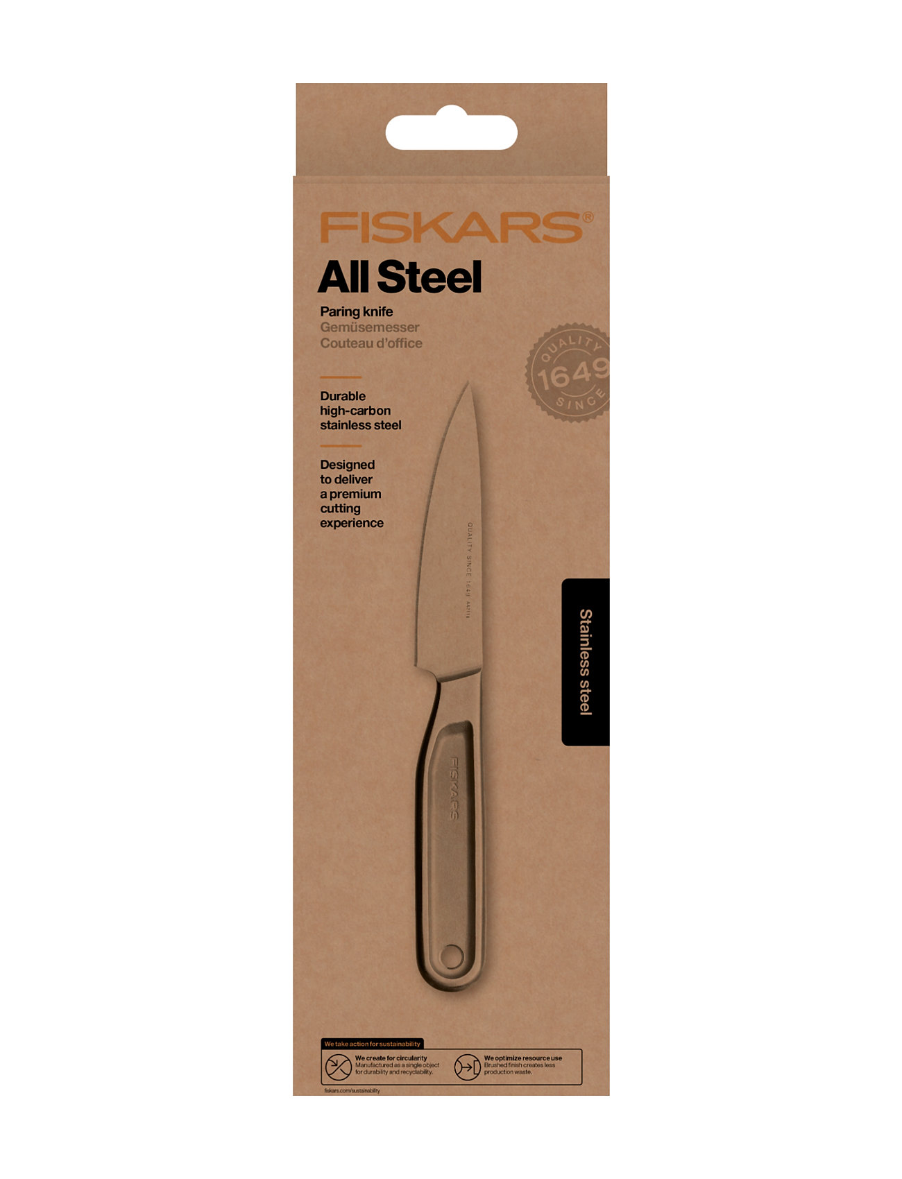 Fiskars All Steel Vegetable Knife 10 Cm Silver