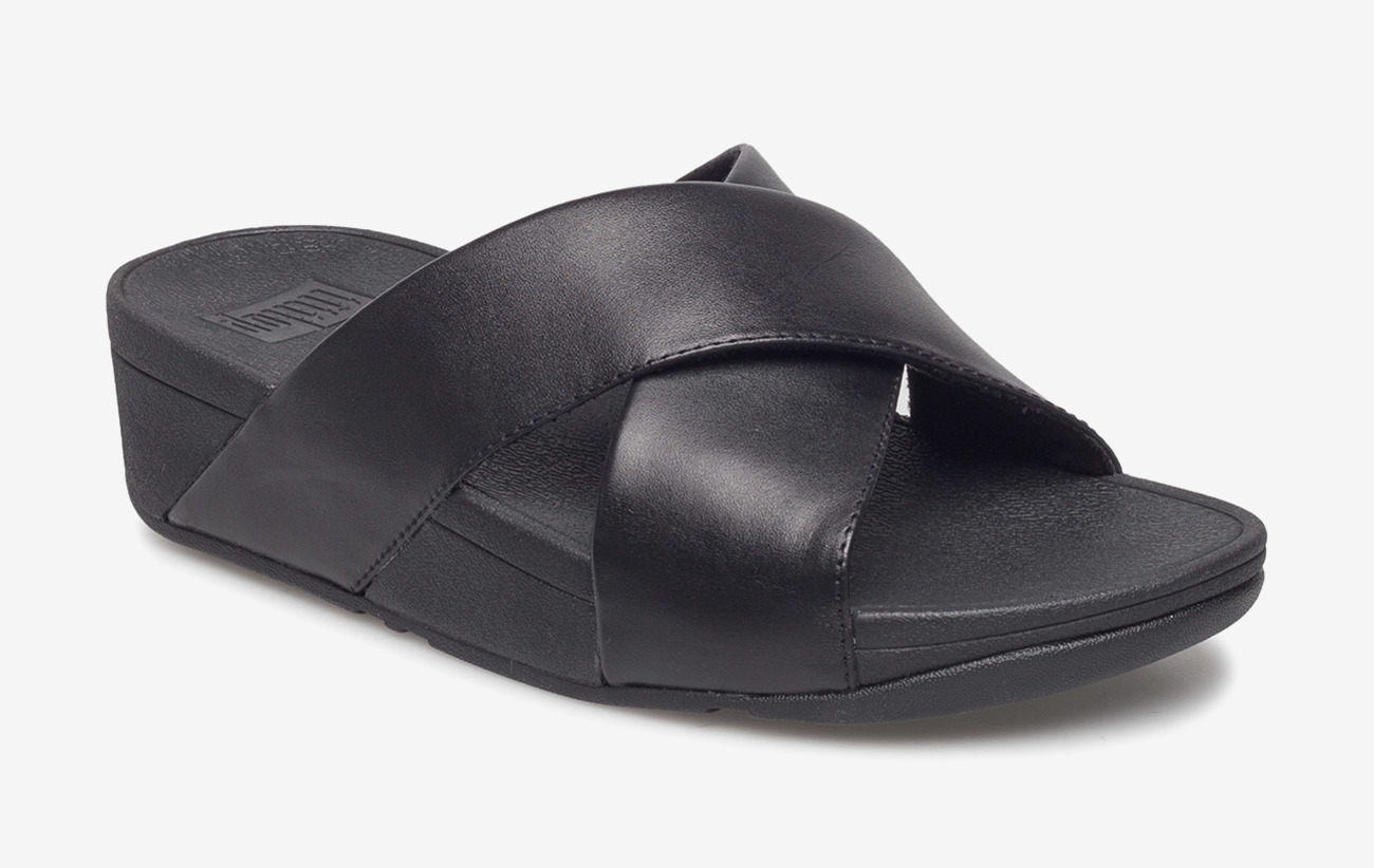 Lulu Cross Slide Sandals Leather (Black) (449.25 kr) FitFlop