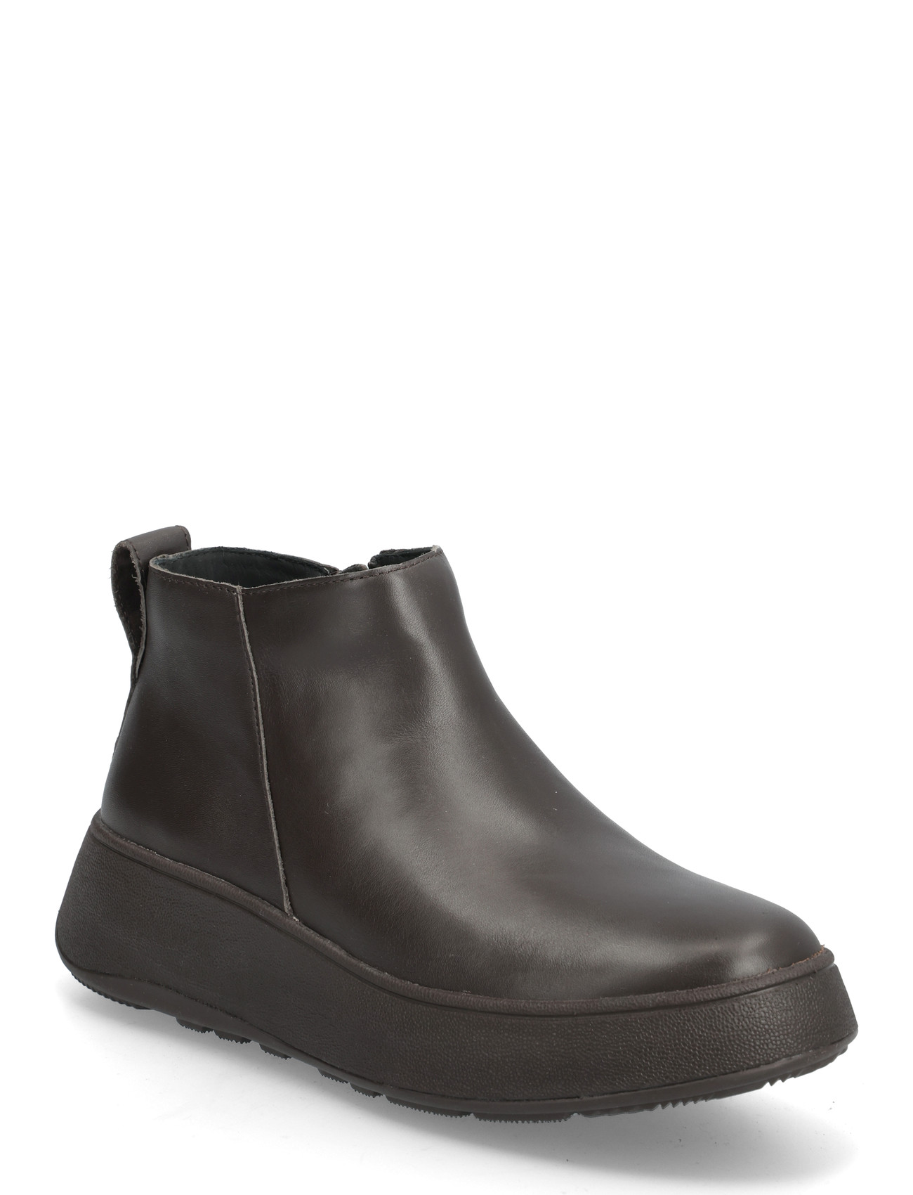 FitFlop F-Mode Leather Flatform Zip Ankle Boots, 36.5, Brown, Ankelstøvler > Ankelstøvler Med Flad Hæl, Dame