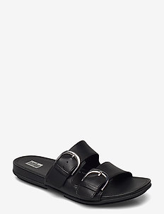 GRACIE SLIDES - flat sandals - all black
