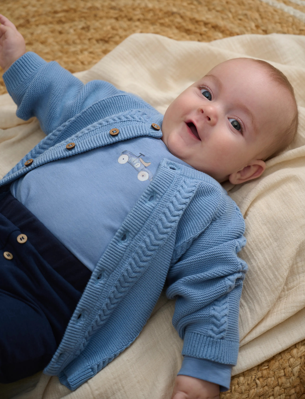 Fixoni Cardigan Knit, 86, Blue, Strik > Cardigans, Børn