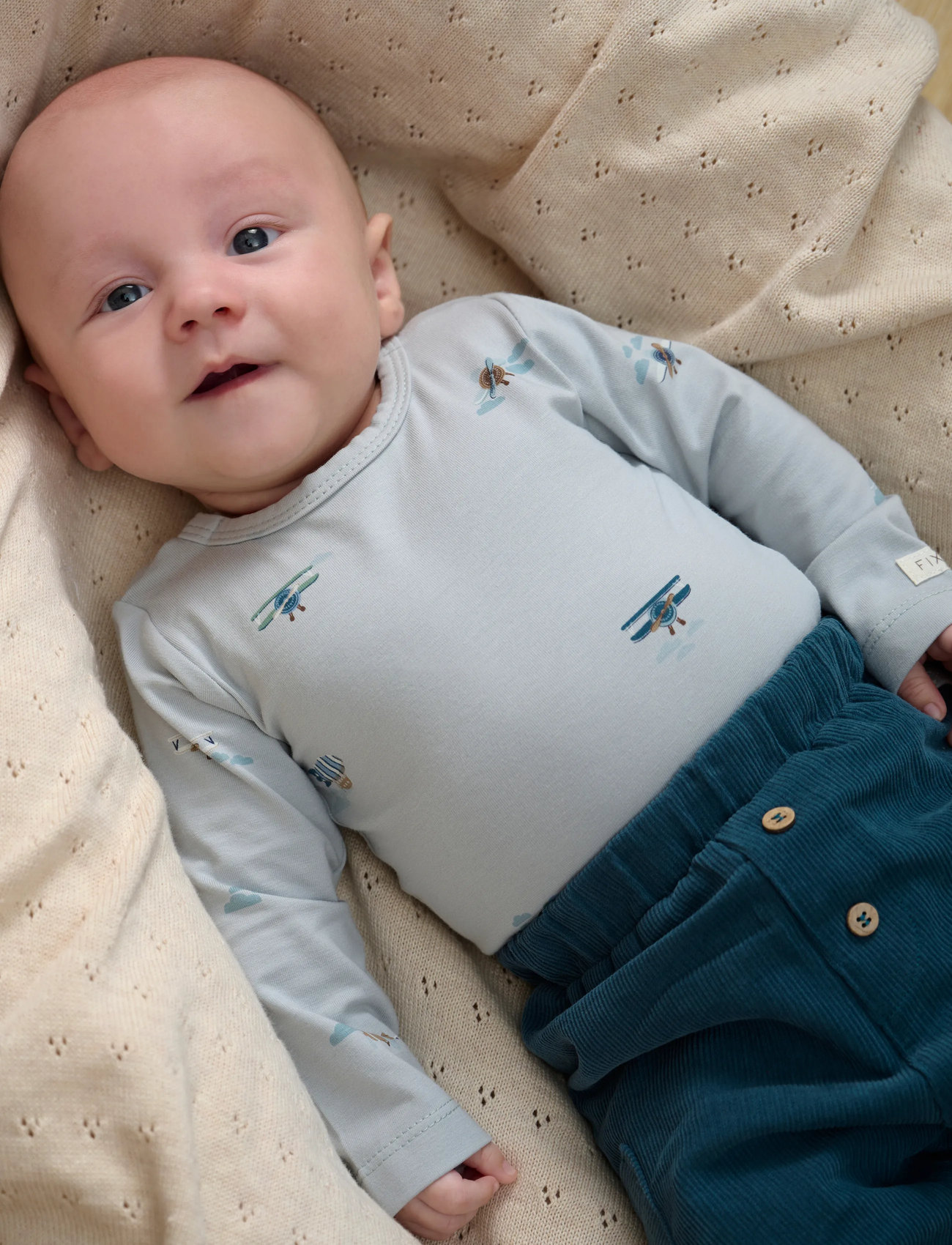 Fixoni Body Ls, 56, Blue, Bodys > Langærmede, Børn