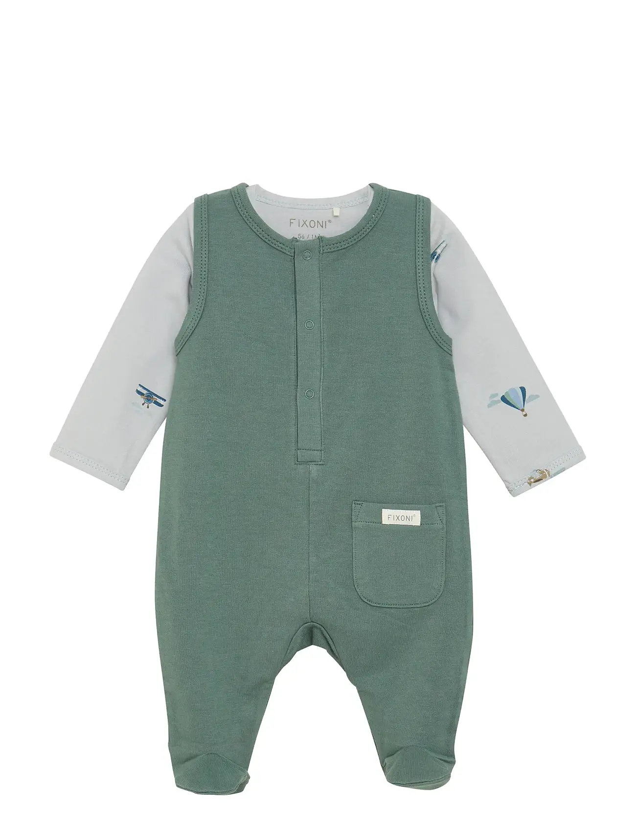Fixoni Set W. Body And Romper Sweat, 62, Green, Sæt > Sæt Med Krop, Børn