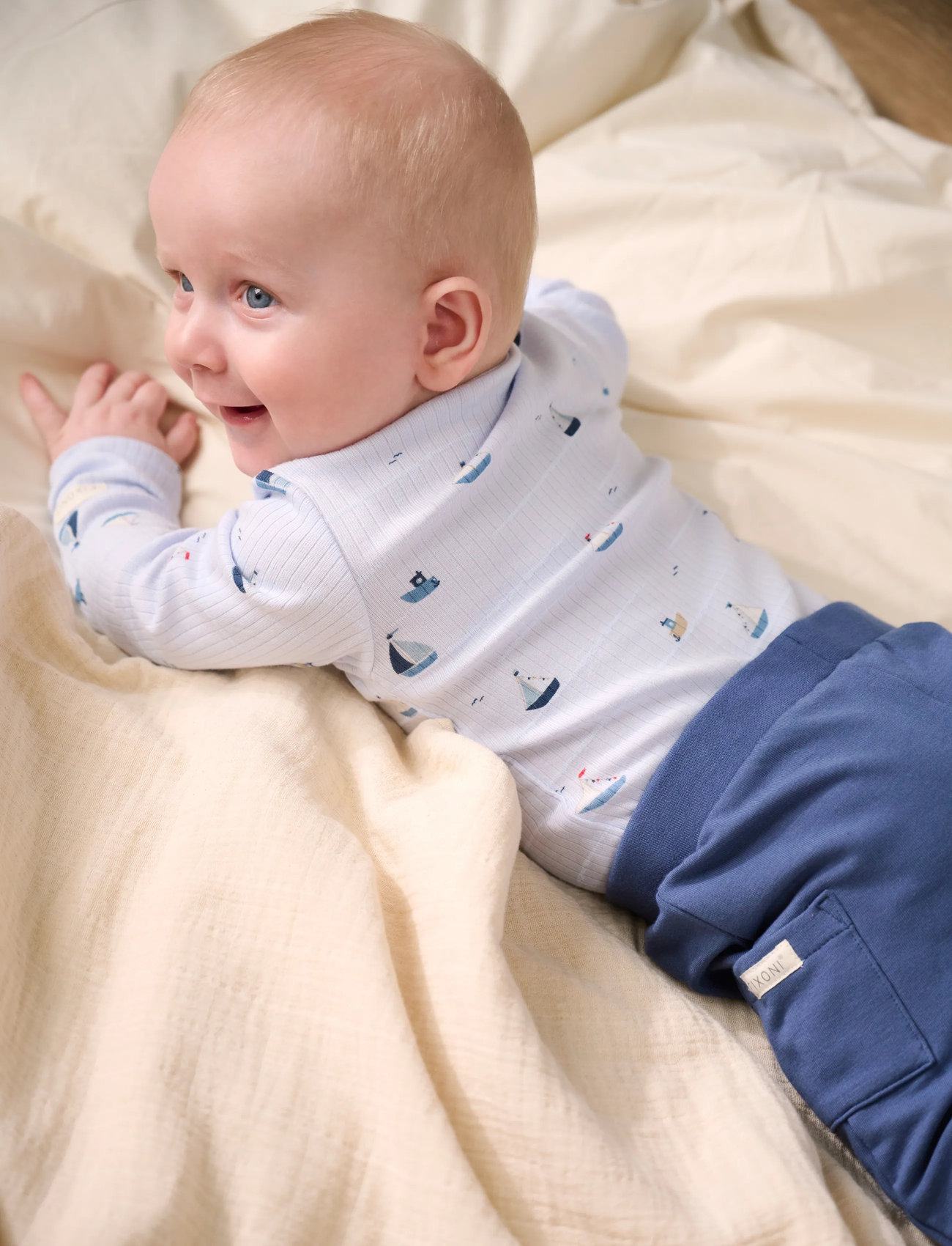 Fixoni Body Ls Rib, 92, Blue, Bodys > Langærmede, Børn