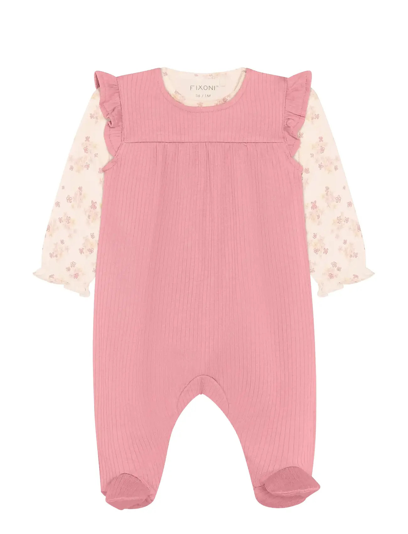 Fixoni Set W. Body And Romper Rib, 62, Pink, Sæt > Sæt Med Krop, Børn