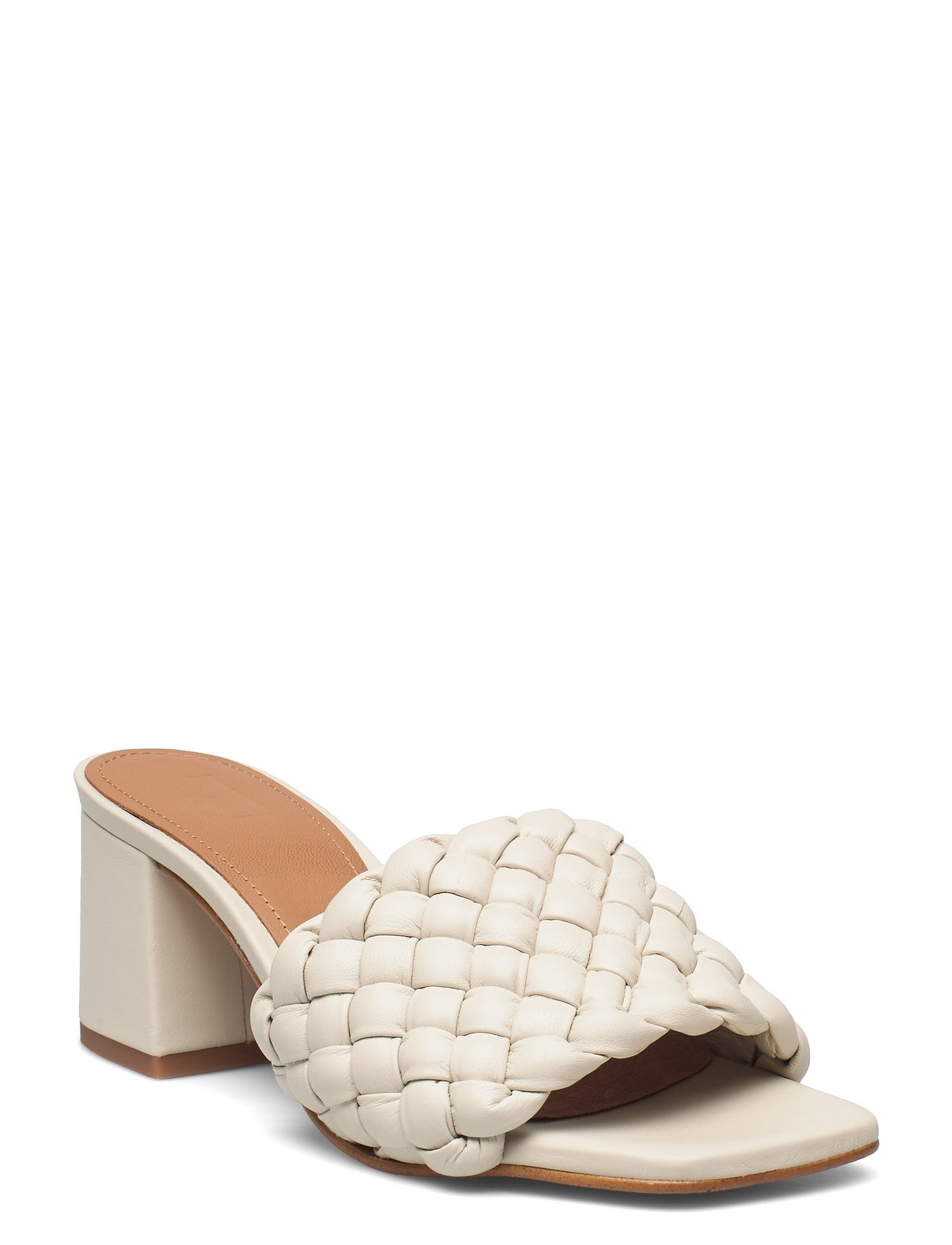 Odessa Leather Sandal Med Klack Creme Flattered