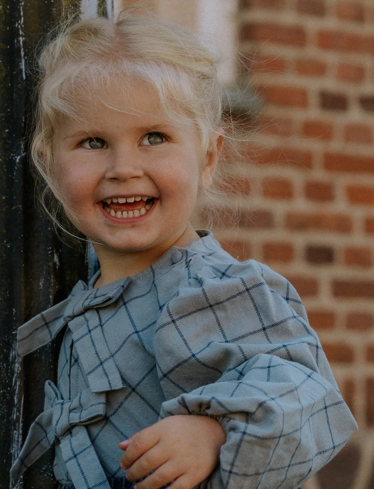 Fliink Cody Check Blouse, 7 Y, Blue, Overdele > Bluser & Tunikaer, Børn