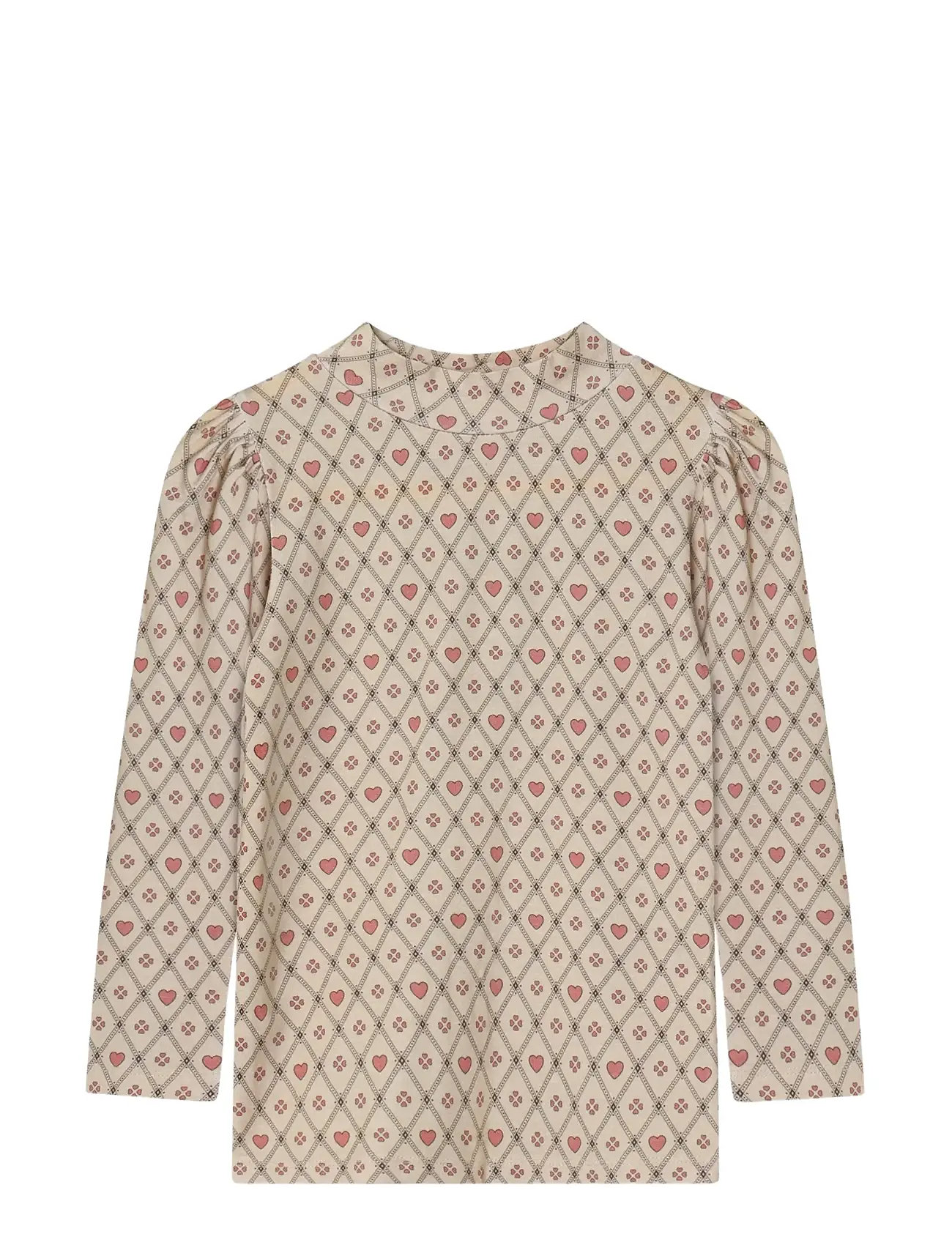 Fliink Kelly Heart Ls Puff Blouse, 12 M, Beige, Overdele > Bluser & Tunikaer, Børn