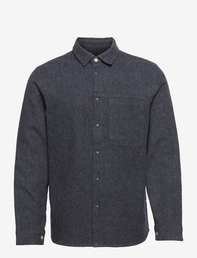 CLEAN CUFF SHIRT - linen shirts - brushed blue twill