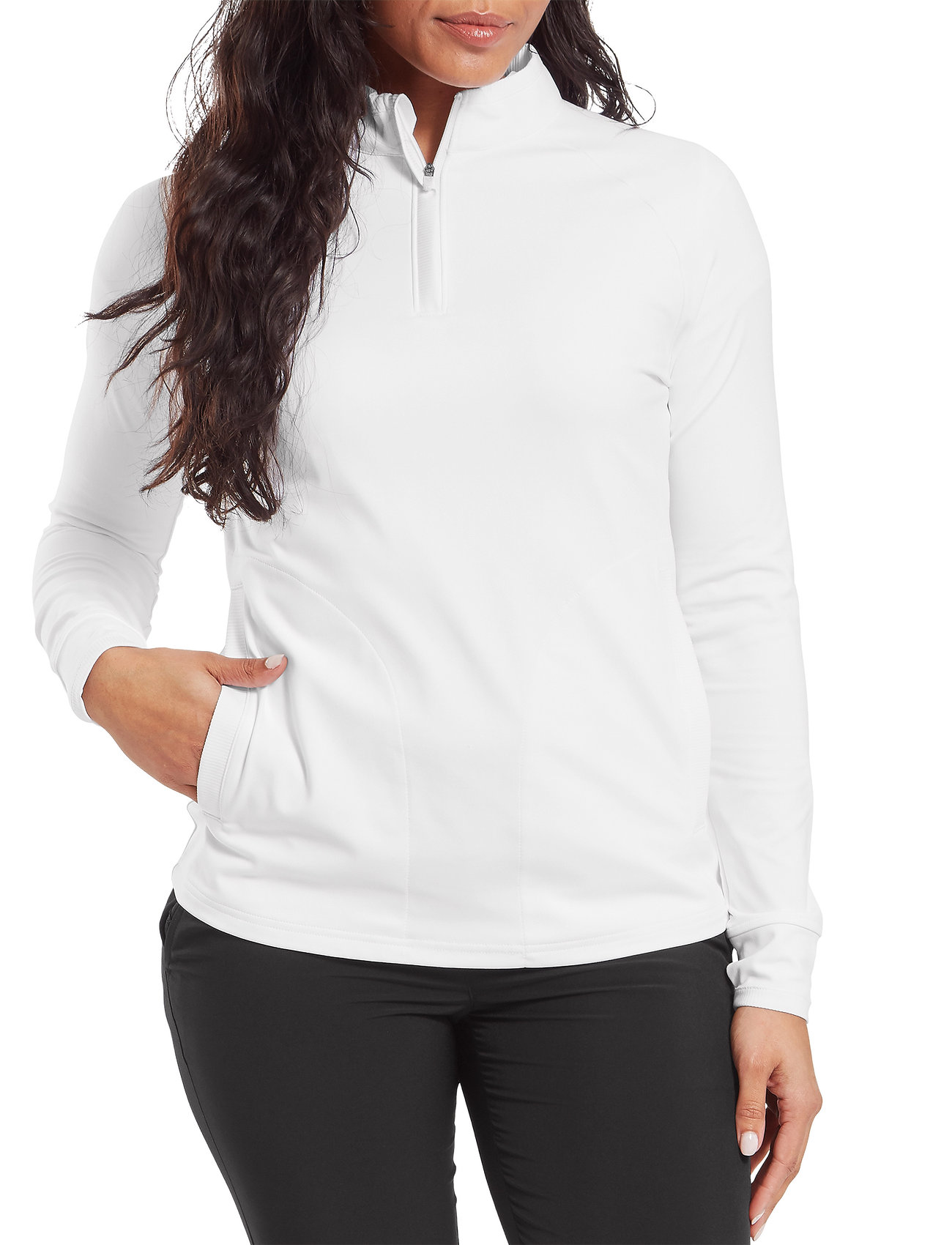 FootJoy Half-Zip Midlayer, XL, White, Sport Base Layers > Sport Base Layer Overdele, Dame