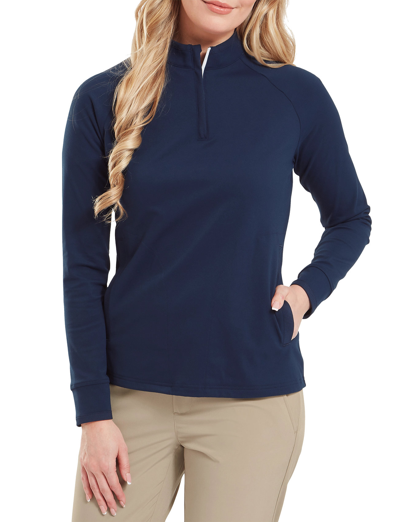 FootJoy Half-Zip Midlayer, S, Navy, Sport Base Layers > Sport Base Layer Overdele, Dame
