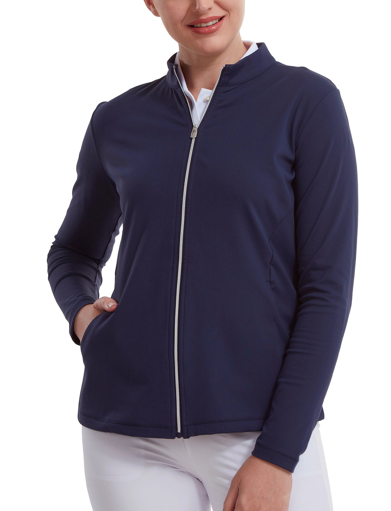 FootJoy Full-Zip Midlayer, XXL, Navy, Sport Base Layers > Sport Base Layer Overdele, Dame