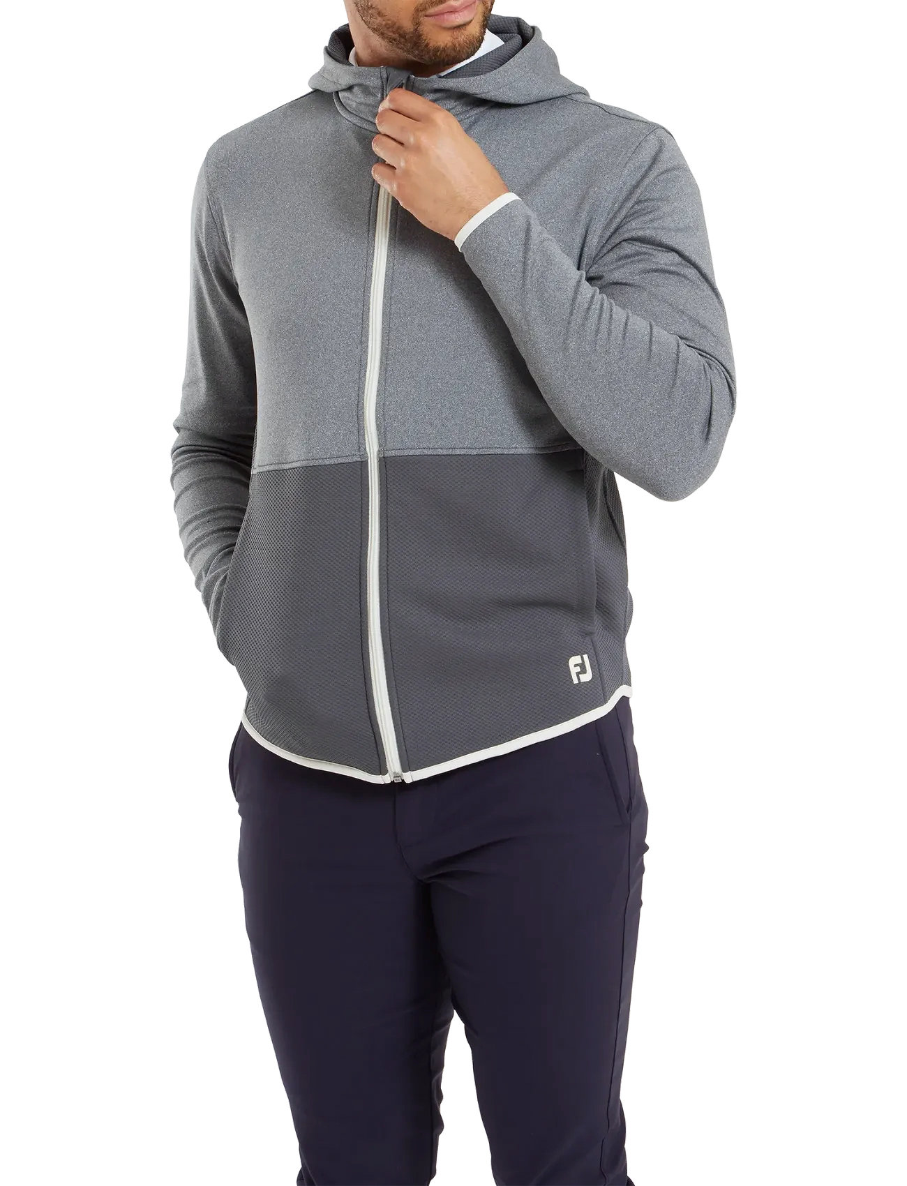 FootJoy Thermoseries Full-Zip Hoodie, XL, Grey, Sport Jackets > Sport Golf Jackets, Herre